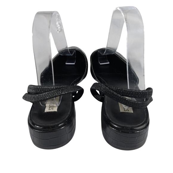 STEVE MADDEN! BLACK VEGAN LEATHER CROCO IMPRINT POINTY TOE LOW HEELS! SZ 8.5M - Picture 8 of 10